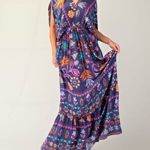 Floral Maxi Dress in Blue and Purple